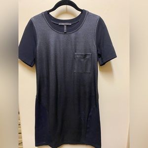 BCBG faux leather front cotton dress